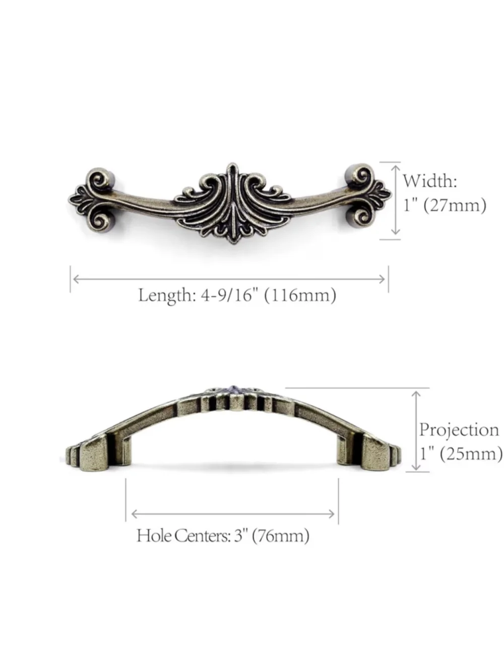 NEW JETLAND Vintage Acanthus Cabinet Pull 6 Pack, Ornate Baroque 3
